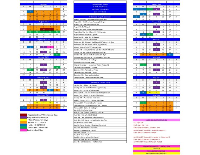 Northeast Early College » Calendar