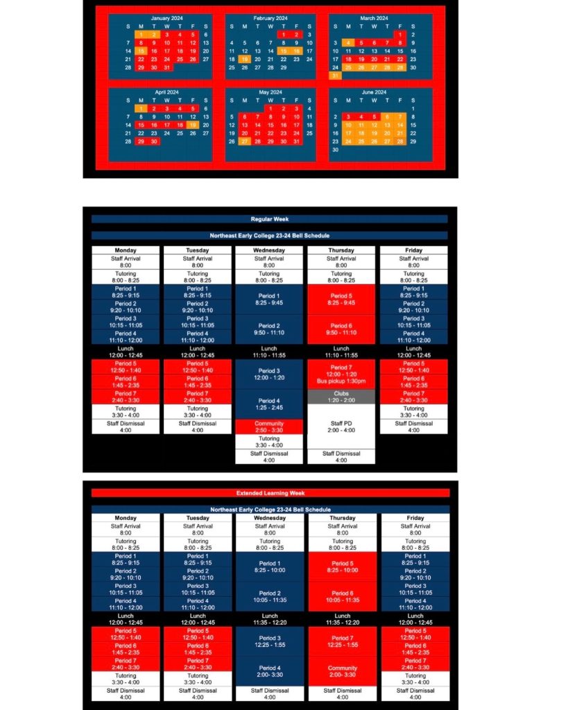 Northeast Early College » NEC Spring 2024 Schedule